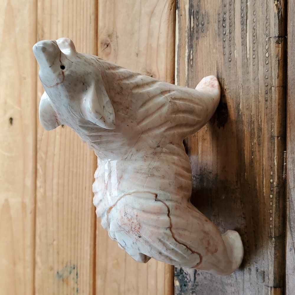Vtg hand Carved marble polar bear sculpture